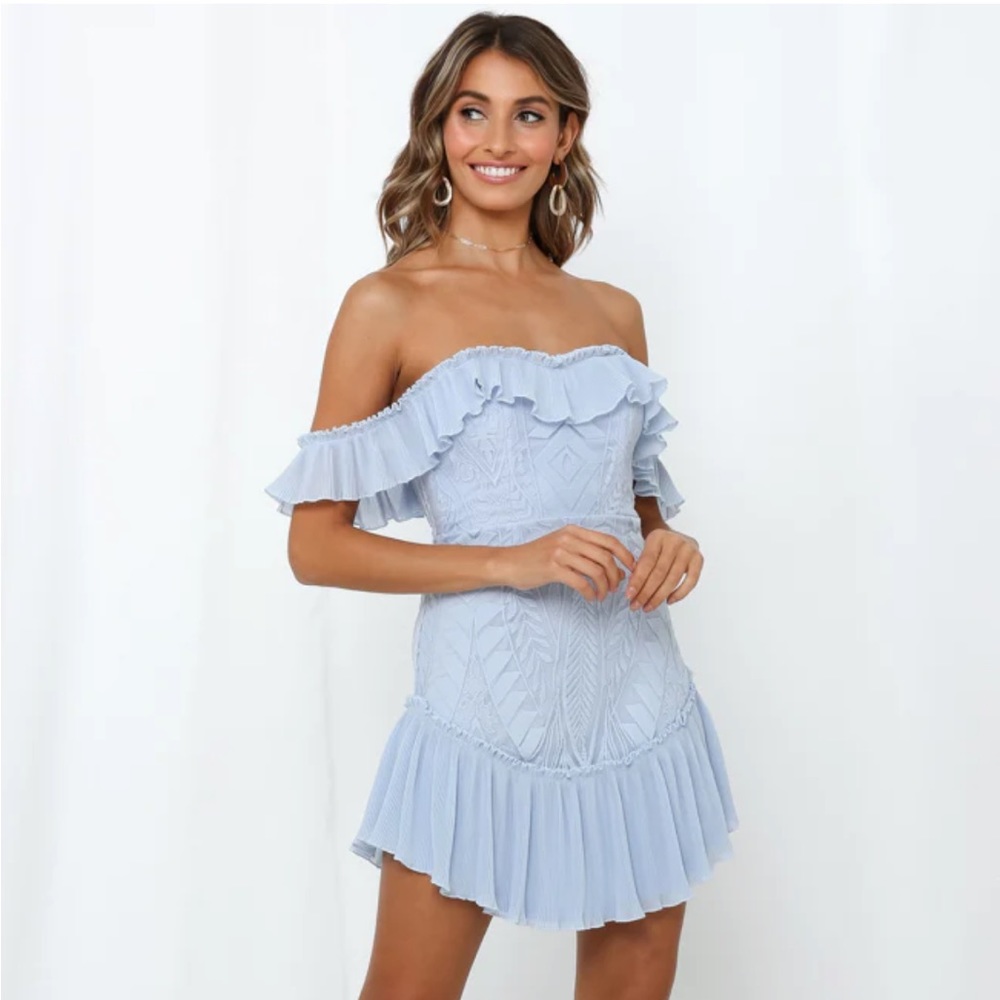 something to be said dress, steel blue